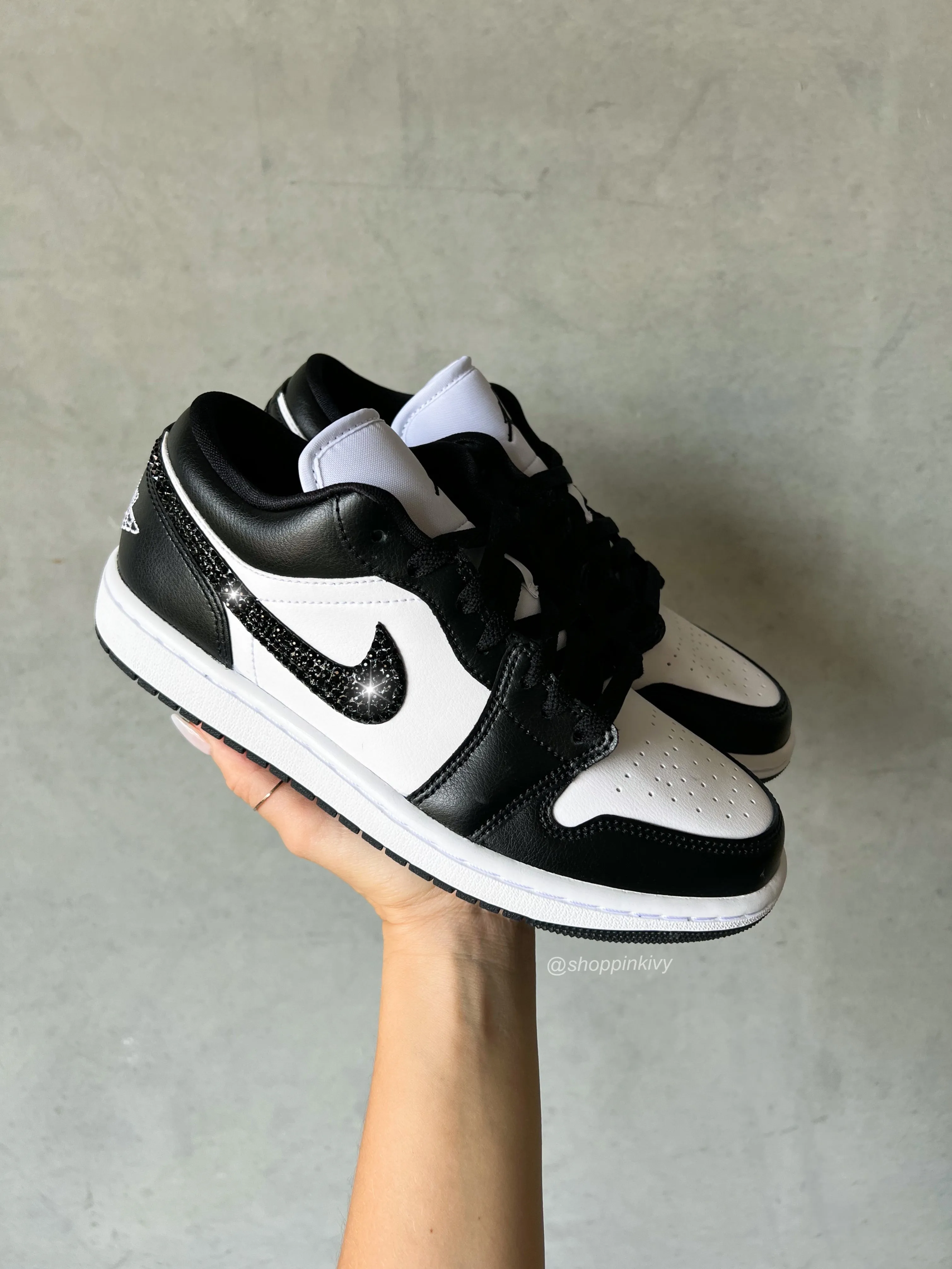 Panda Swarovski Women’s Air Jordan 1 Low Shoes