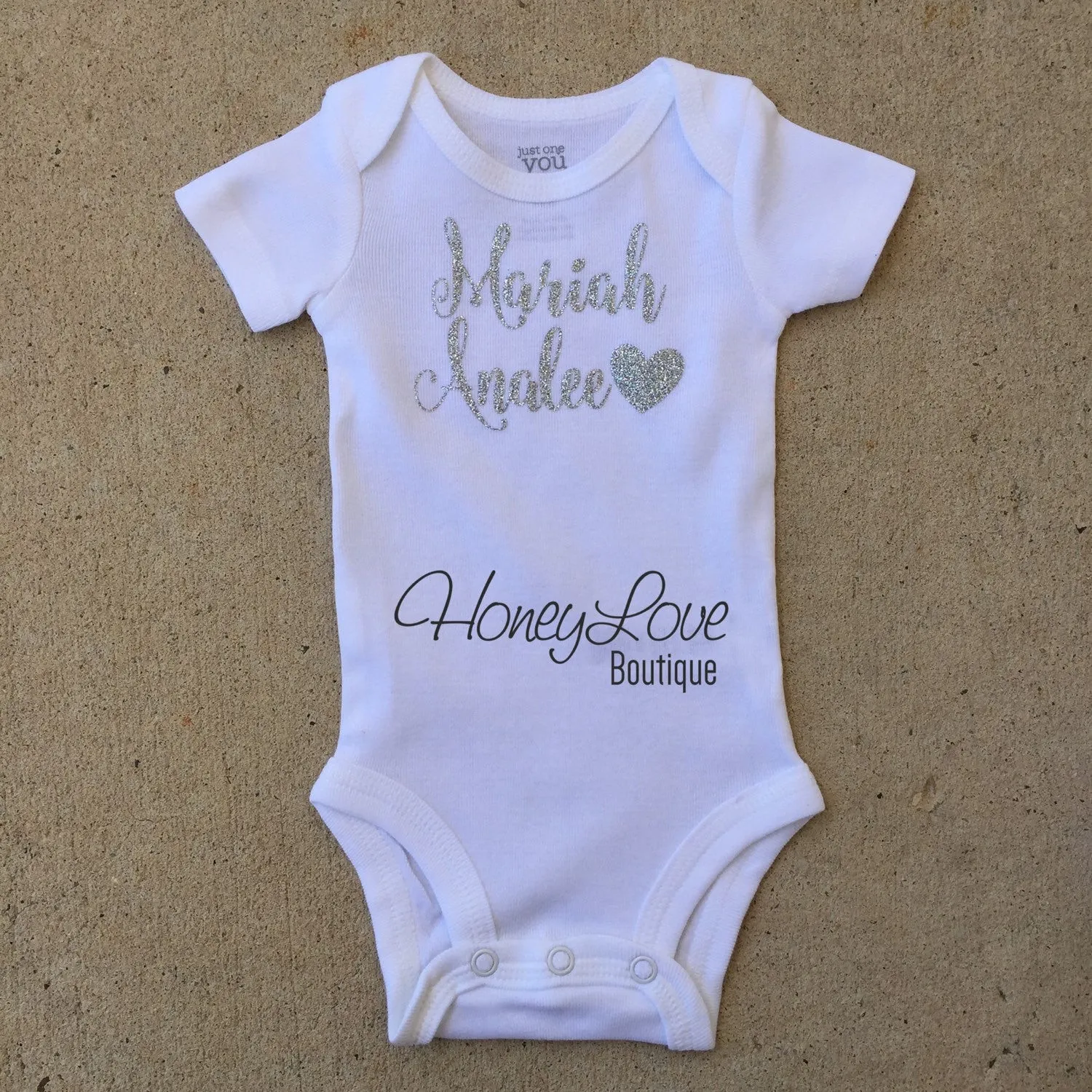 Personalized Name Outfit - Gray and Silver Glitter