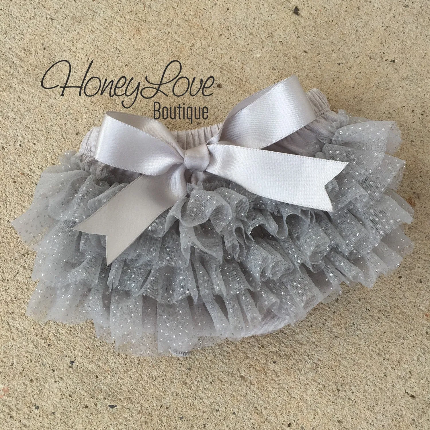 Personalized Name Outfit - Gray and Silver Glitter