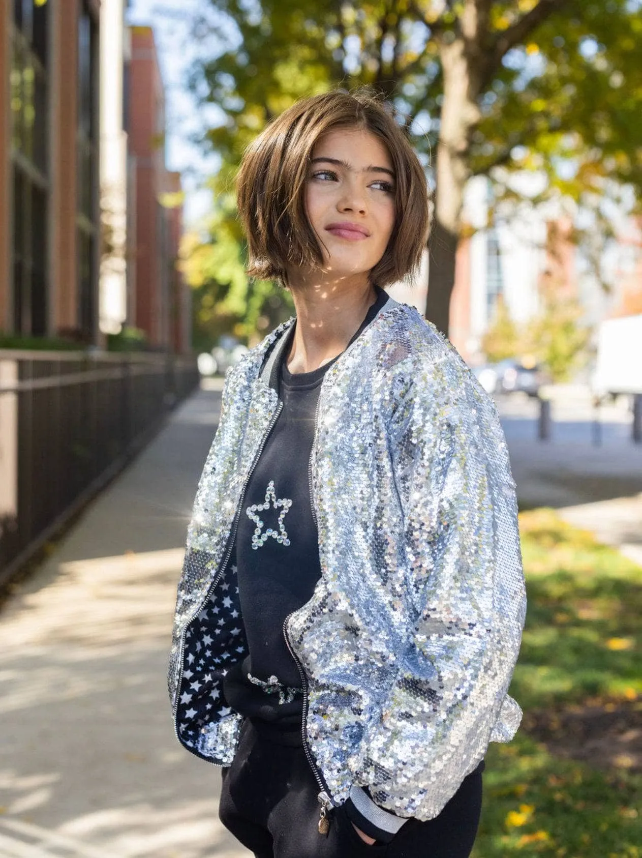 Pink Emoji Sequin Bomber