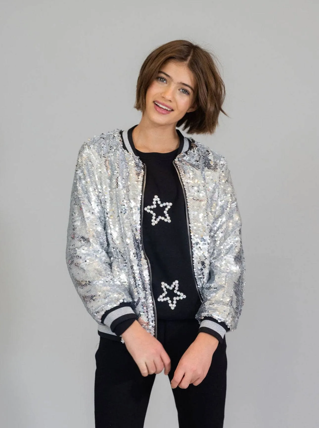 Pink Emoji Sequin Bomber