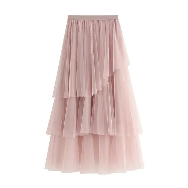 Pre Order:  Layered Ruffles Mesh Midi Skirt