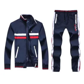 PRL Fashionable POLO Tailored Track Suit with Stripe- NavyBlue