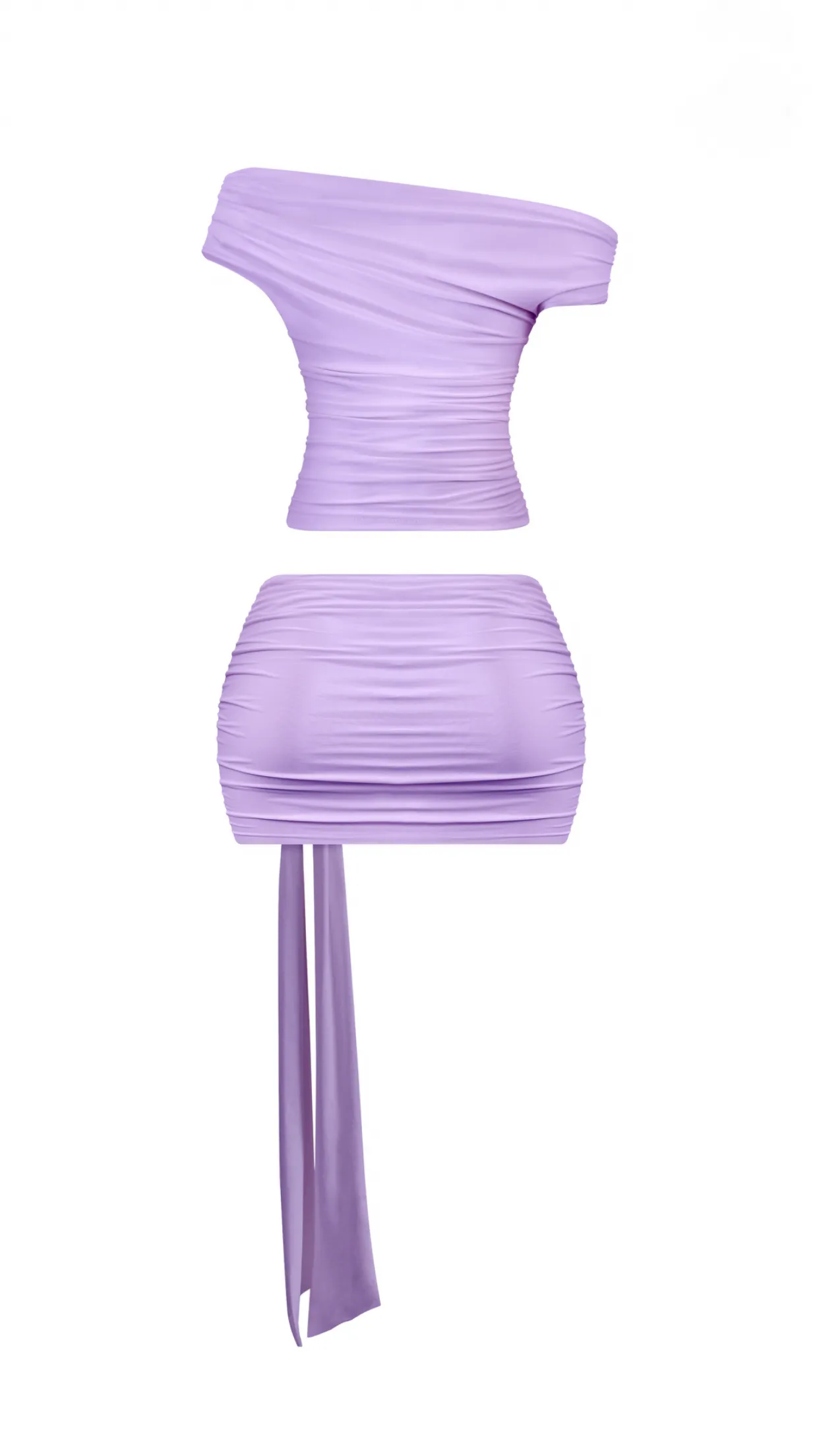 Purple Onyx Short Sleeve & Mini Skirt Set (with drape tie ruched set)