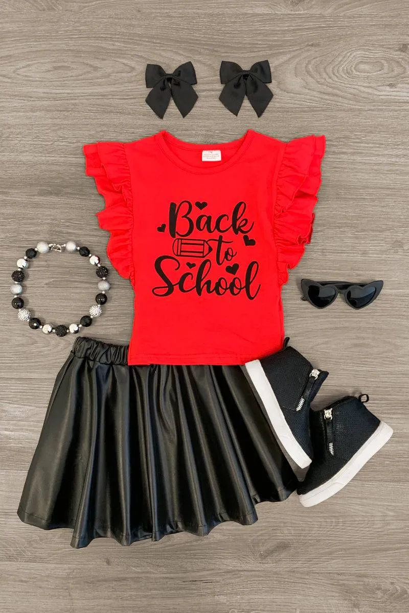 "Back To School" Pleather Skirt Set