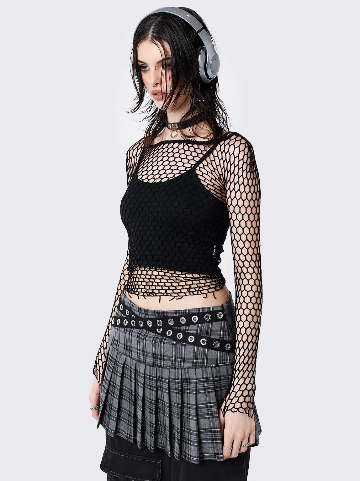 Rave Fishnet Long Sleeve Top