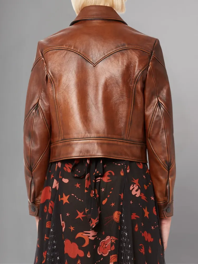 Selena Gomez Stylish Brown Leather Jacket