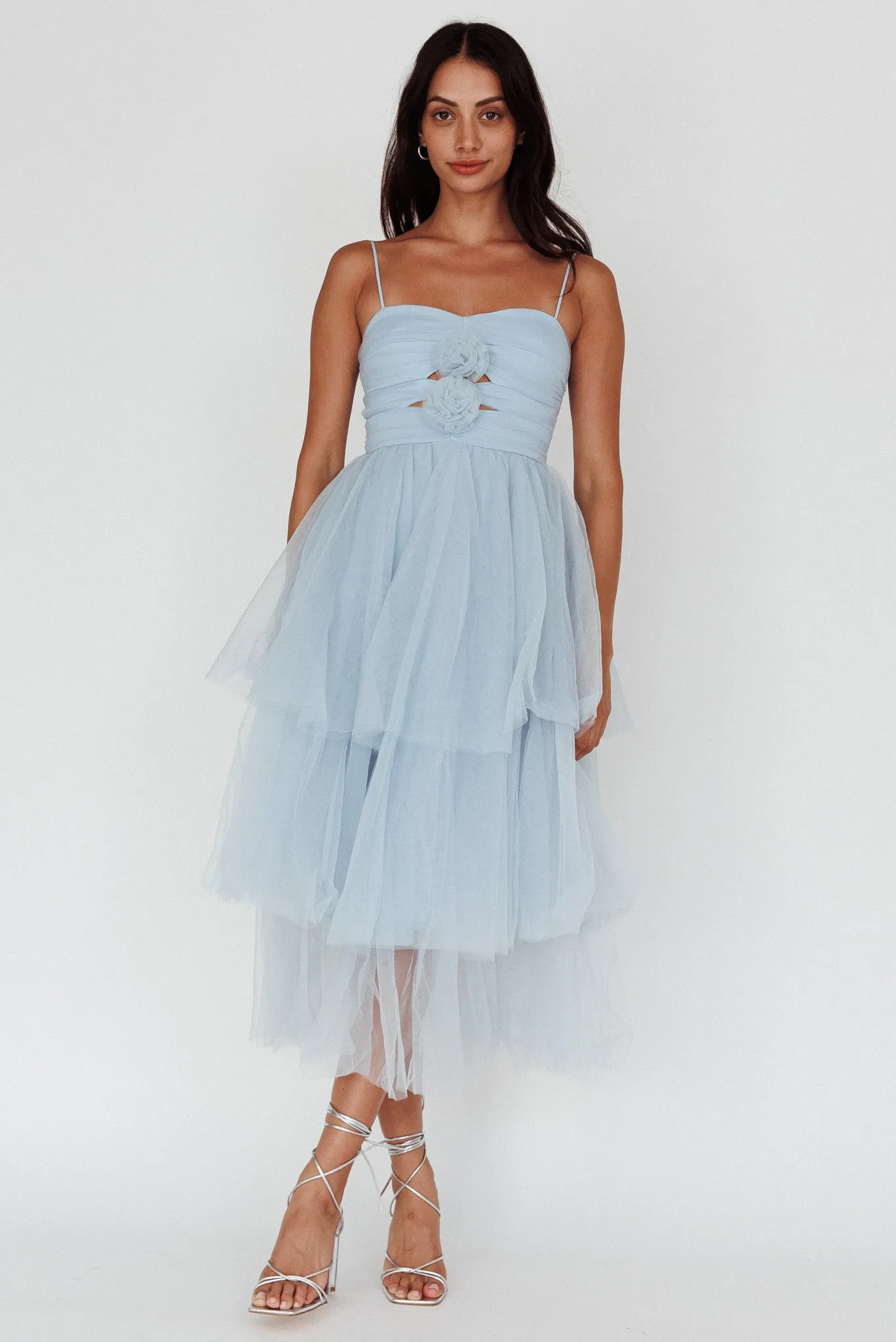 Seraphina Rose Bodice Tulle Midi Dress Baby Blue