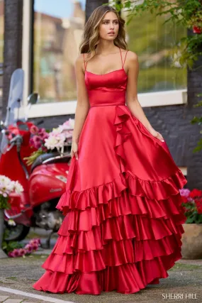 Sherri Hill Satin Ruffle Prom Dress 56373