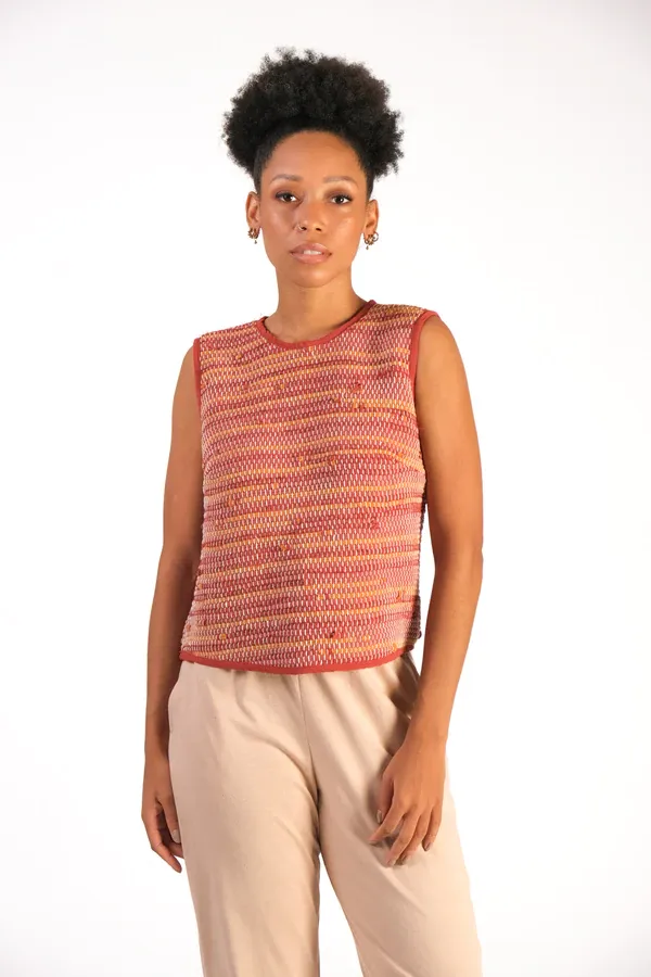 Srey Handwoven Tank in Rust