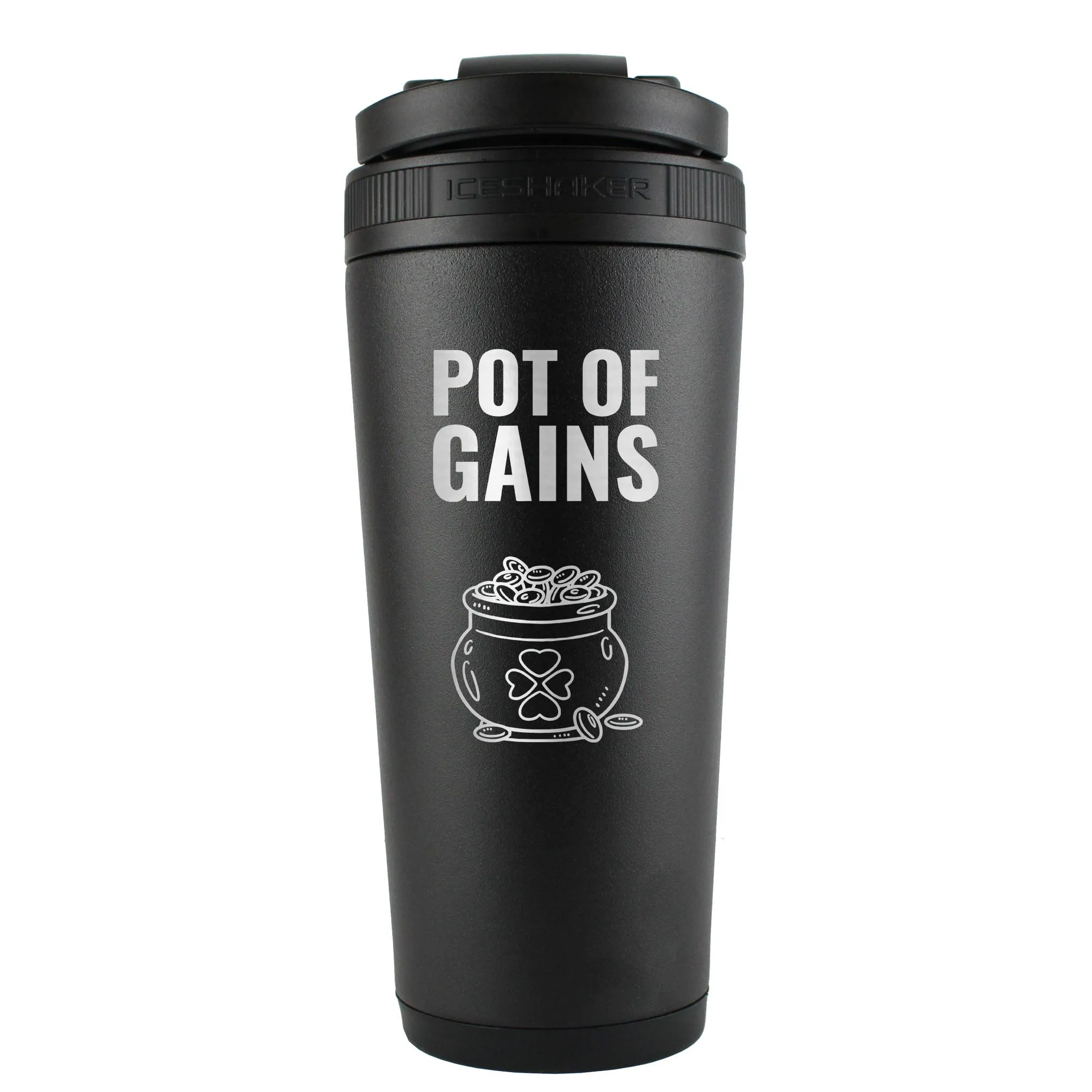 St. Patrick's Day Pot-O-Gains 26oz Ice Shaker - Black