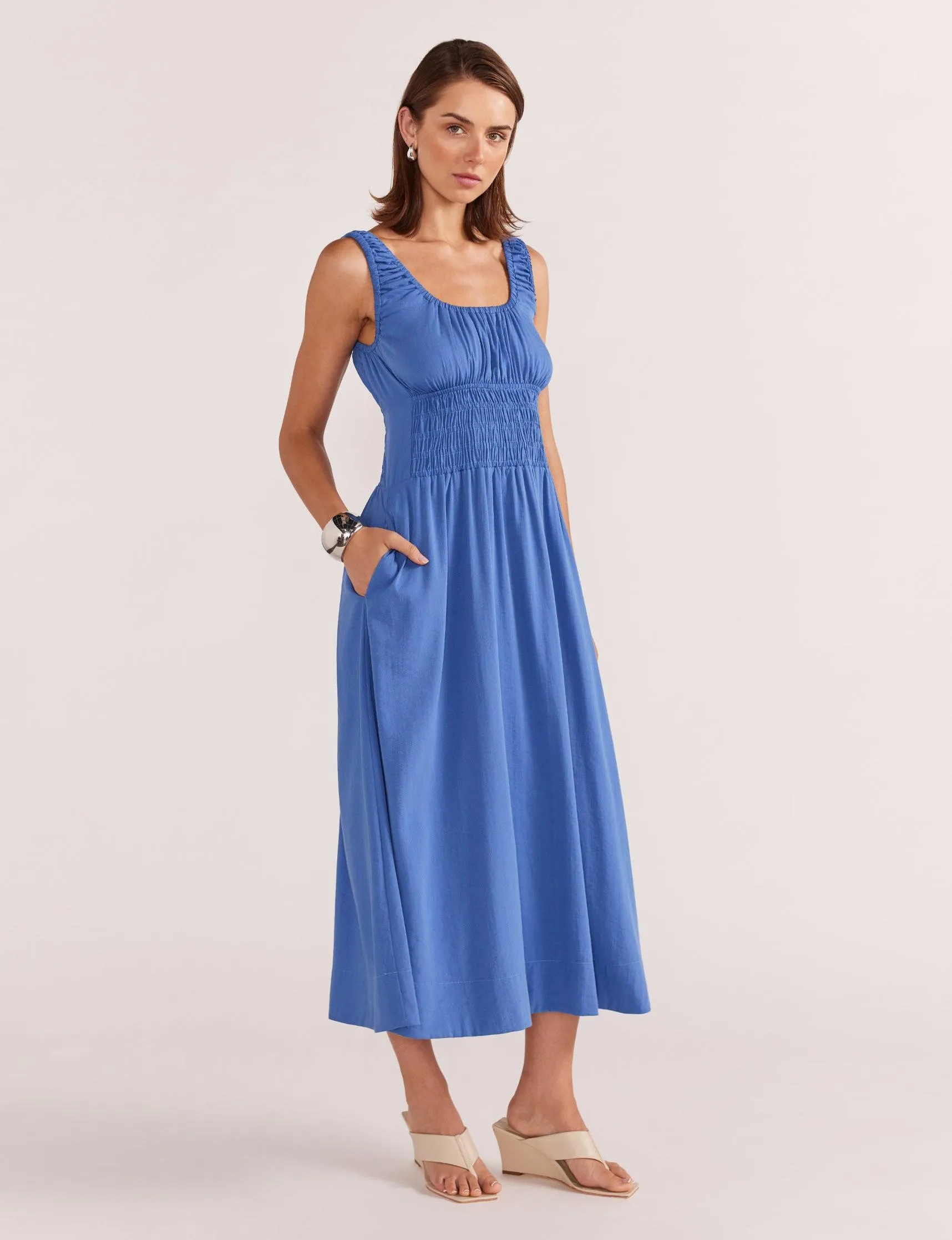 Staple the Label Demi Shirred Midi Dress