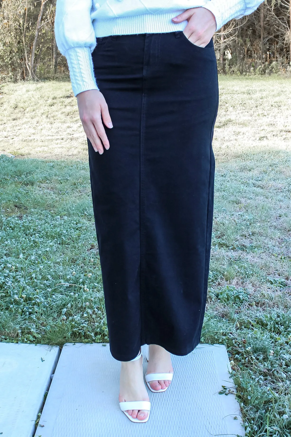 Stella Ebony Long Denim Maxi Skirt (FINAL SALE)