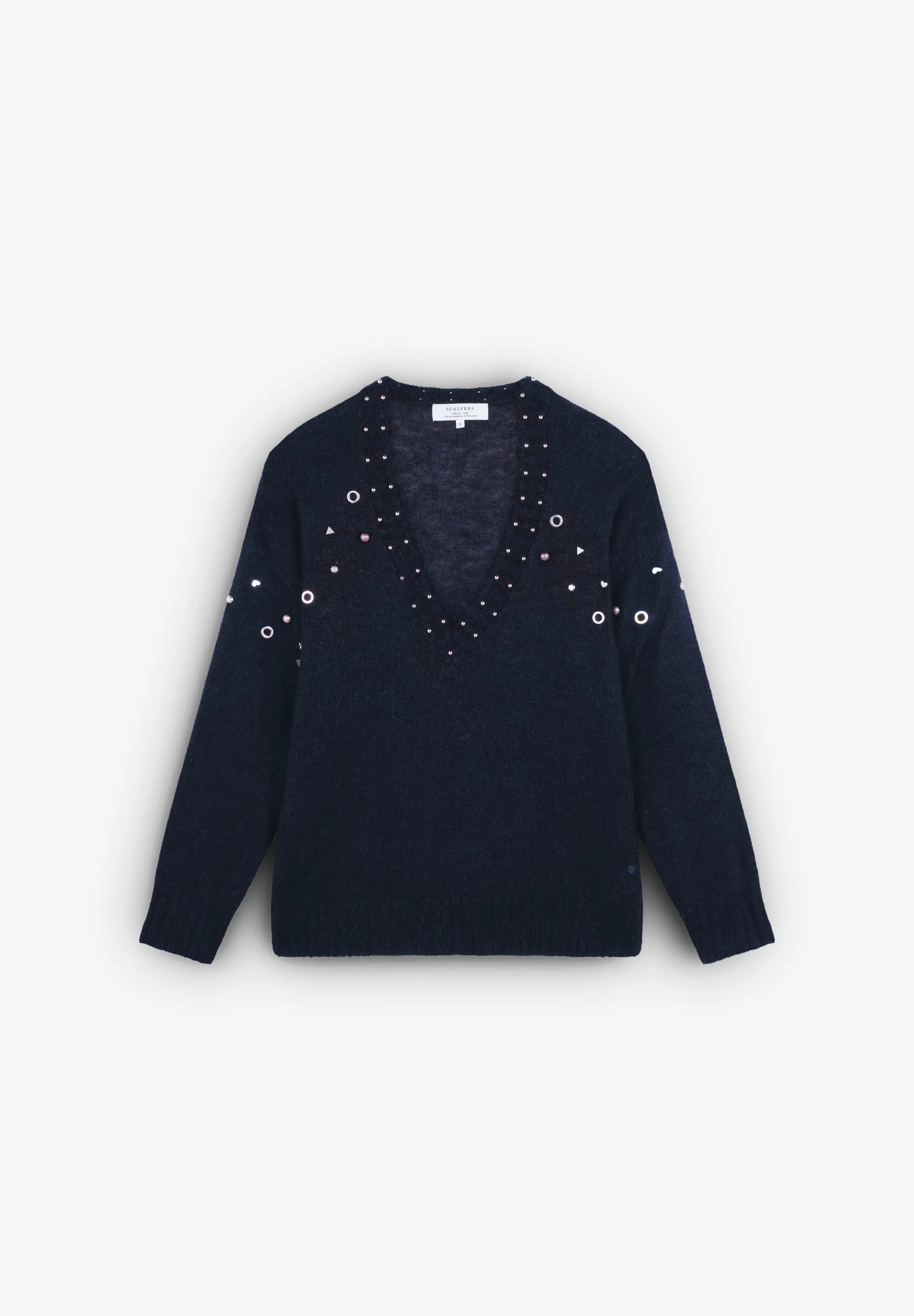 STUDDED V-NECK SWEATER