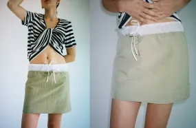 Tan Nylon Mini Skirt