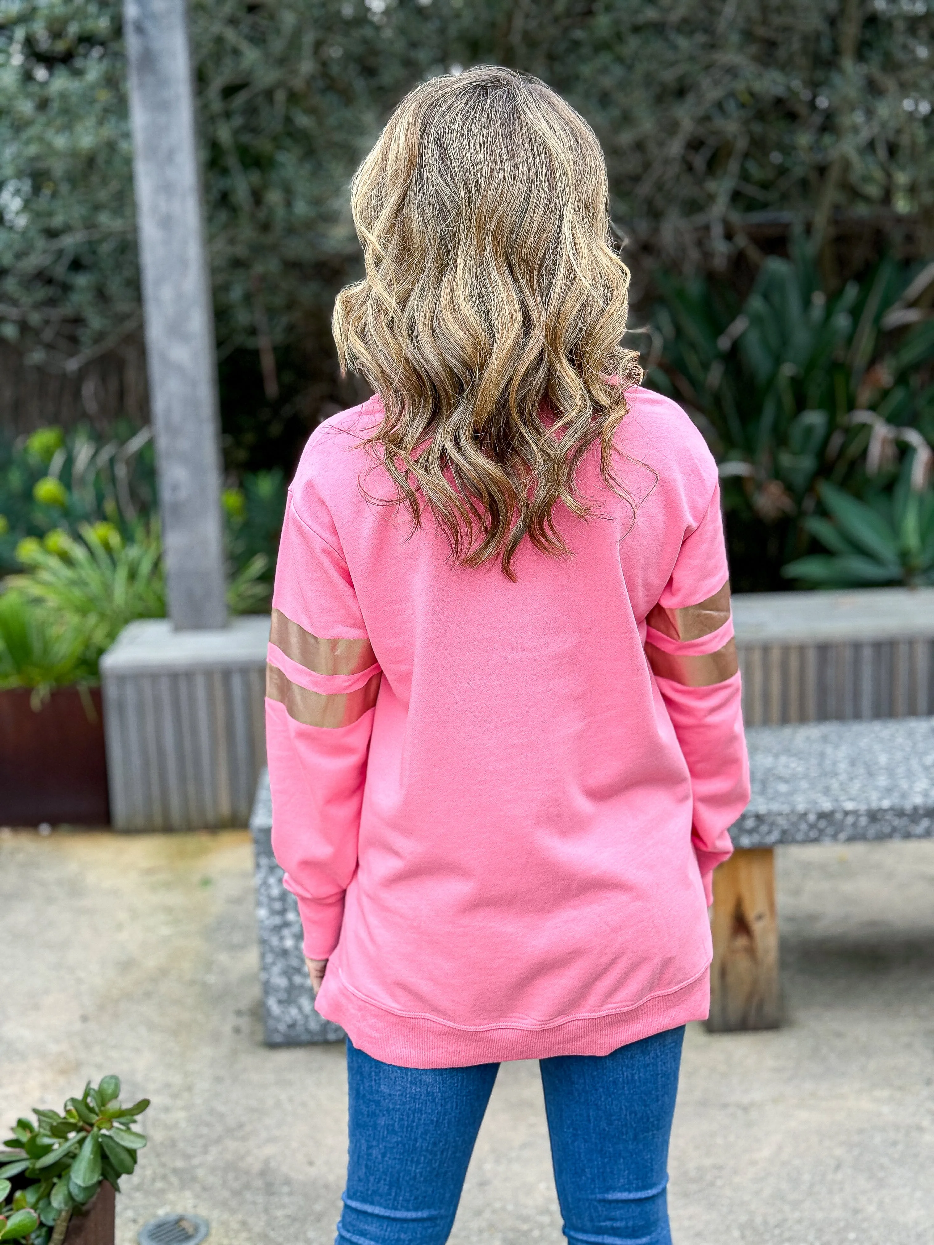 Theresa Two Stripe Sweatshirt - Georgia Peach