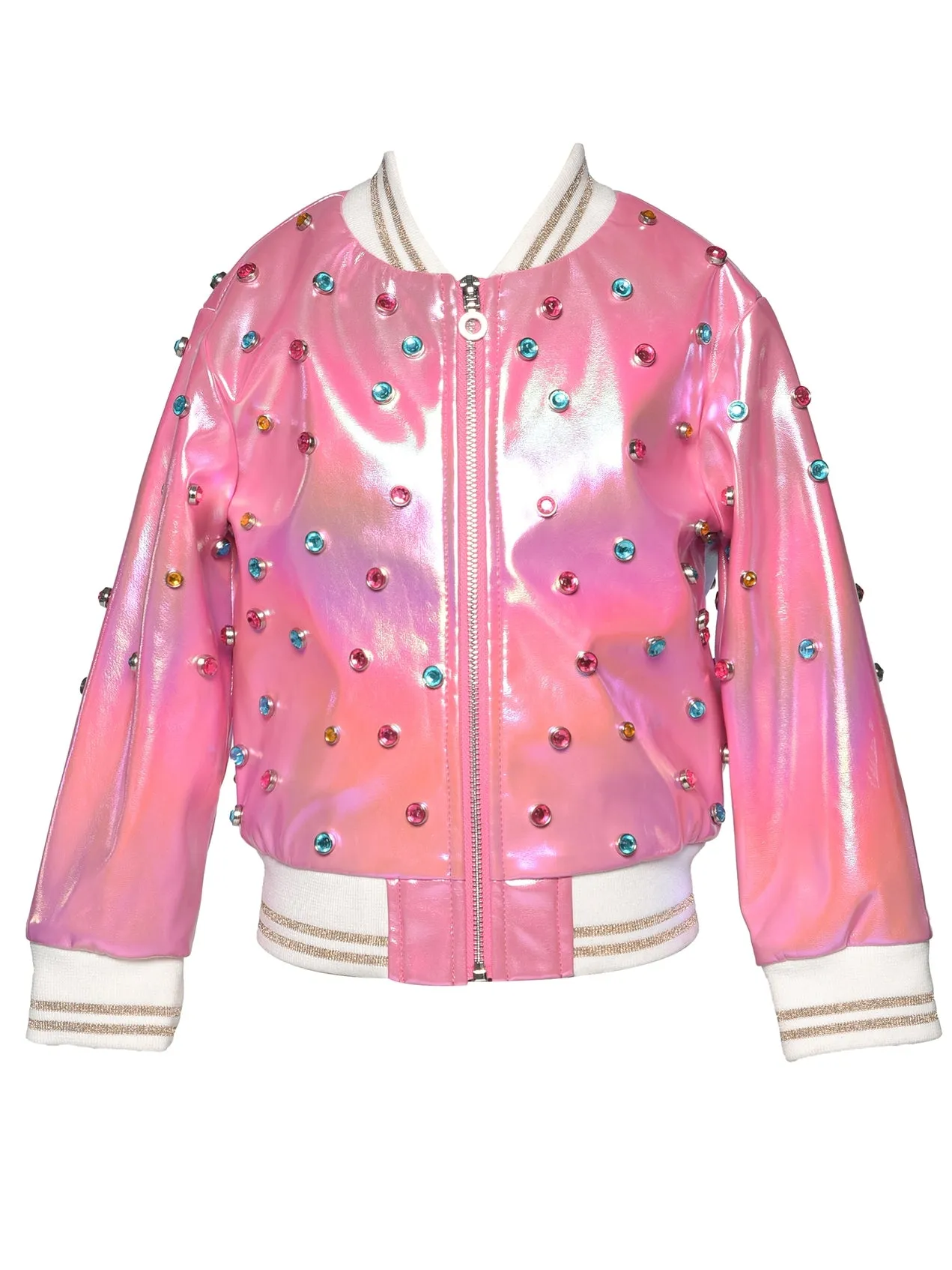 Toddler l Little l Big Girl’s Iridescent Rhinestone Bomber Jacket