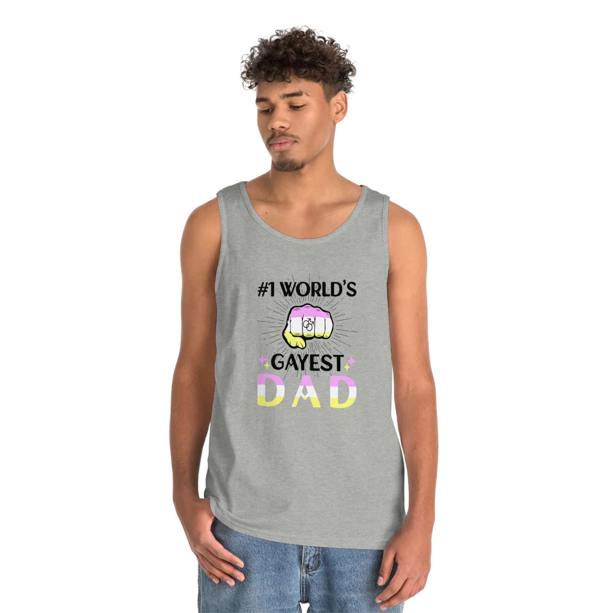 Twink Pride Flag Heavy Cotton Tank Top Unisex Size - #1 World's Gayest Dad