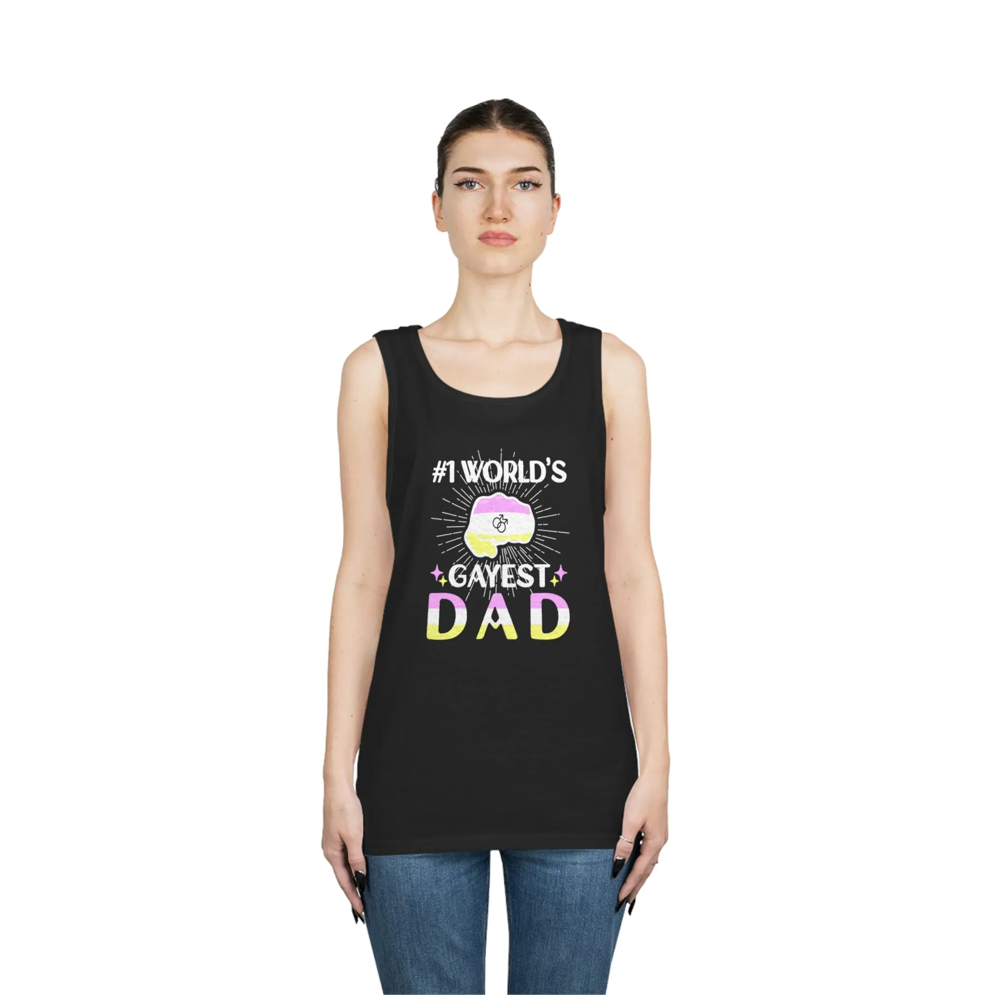 Twink Pride Flag Heavy Cotton Tank Top Unisex Size - #1 World's Gayest Dad