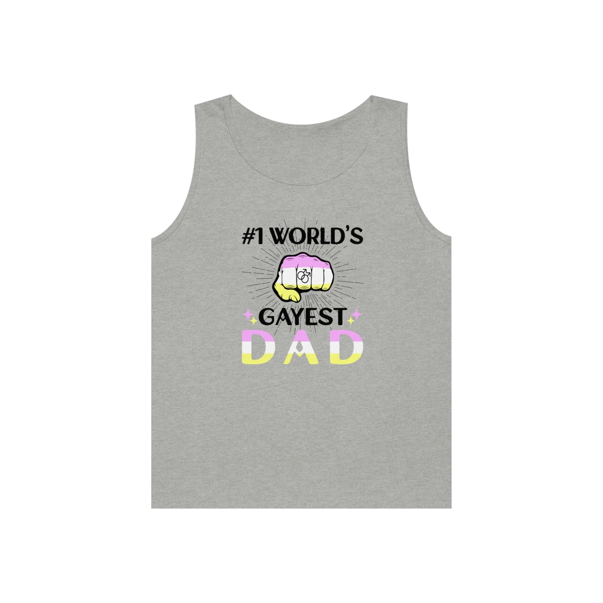 Twink Pride Flag Heavy Cotton Tank Top Unisex Size - #1 World's Gayest Dad