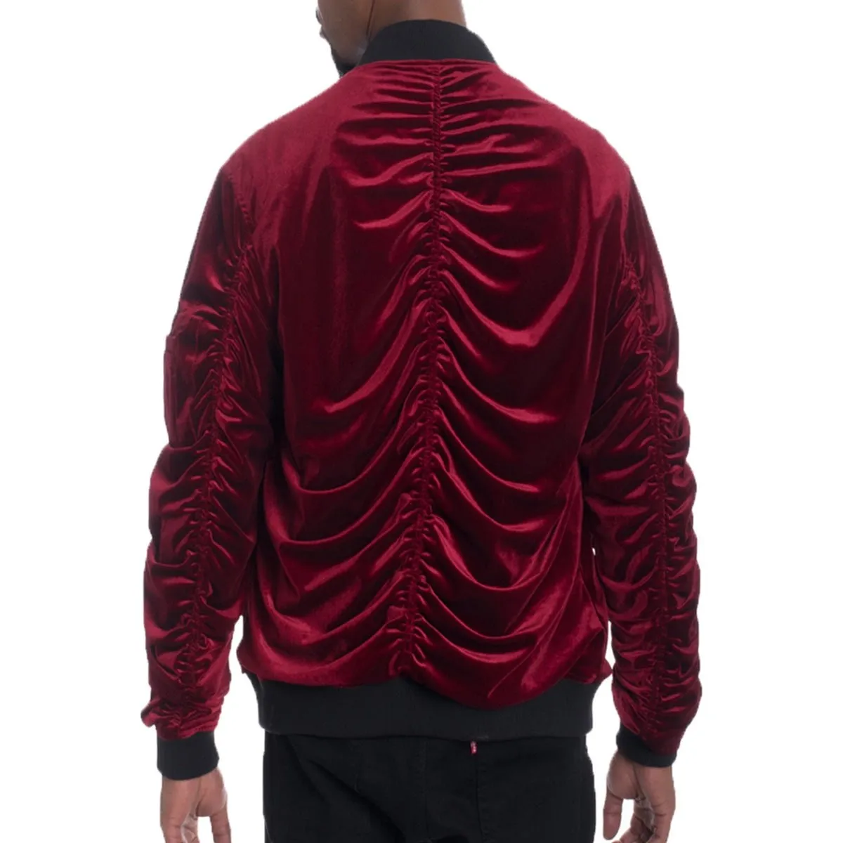 Velour Scrunched Bomber Jacket