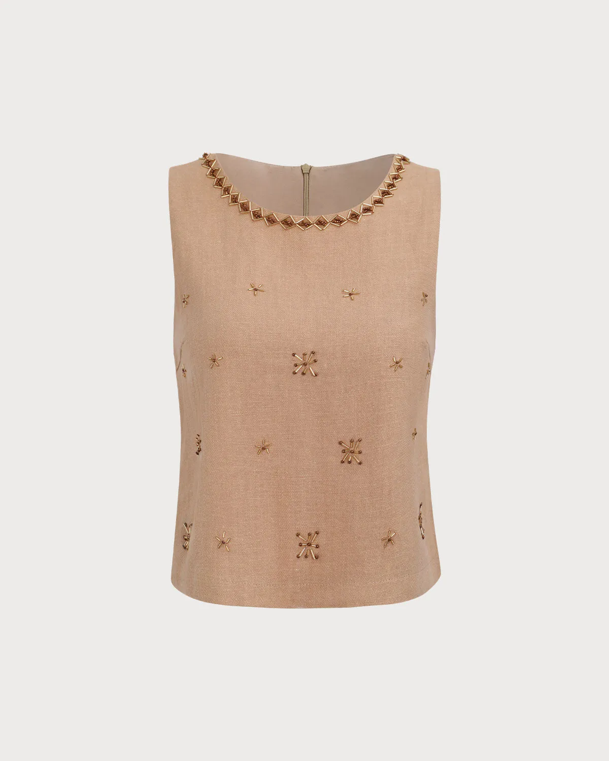 Women's Brown Embroidery Tank Top